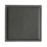 Black Leatherette Low Profile Coaster w/ White Stitching